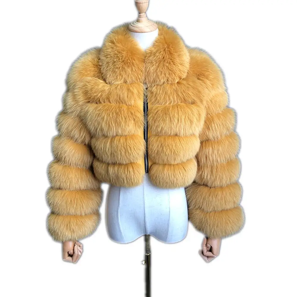 

cropped fur coat hood fox fur jacket with hood Fashion Real Fur Jacket