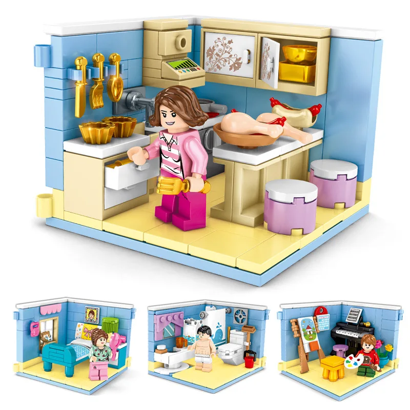 

Assembly blocks 601502-5 household kitchen piano bedroom bathroom street ideas hold toys gifts