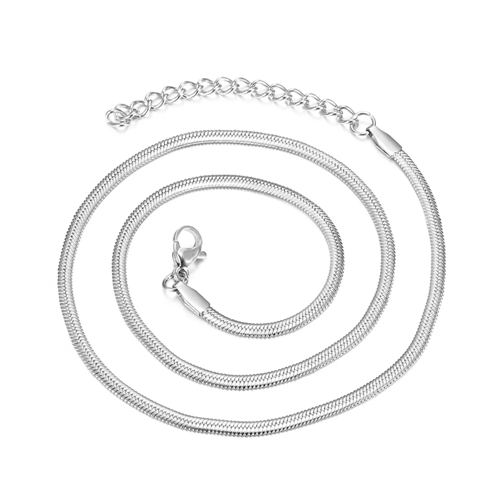

2021 Fashion Flat Snake Choker Chain Necklace for Women Thin Silver Color Stainless Steel Necklaces Party Jewelry Collar