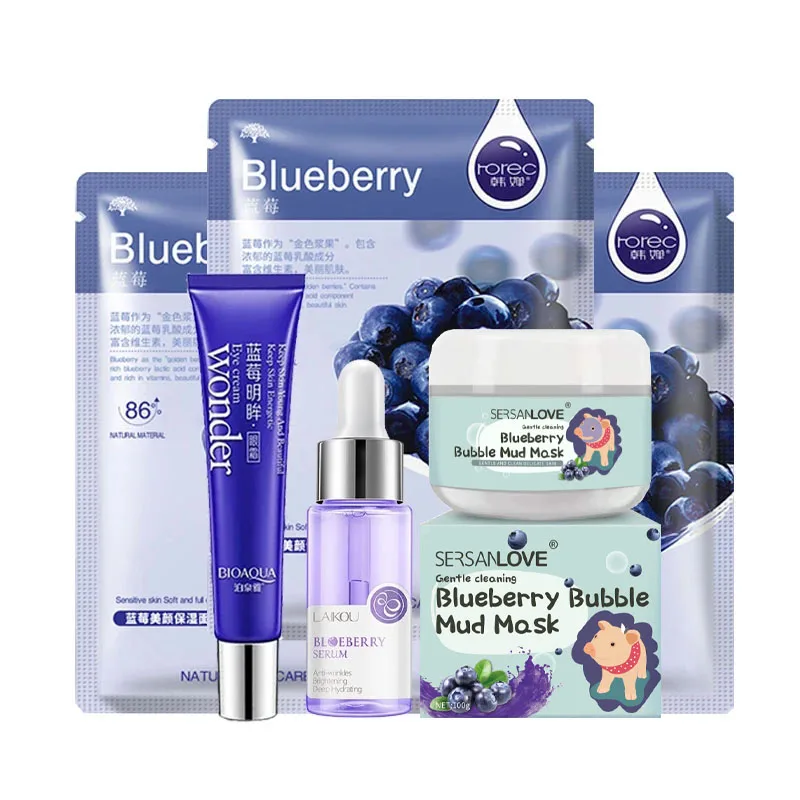 

Черничное средство для очищения кожи, средство для увлажнения кожи лица, средство для глаз, крем для выцветания темных кругов