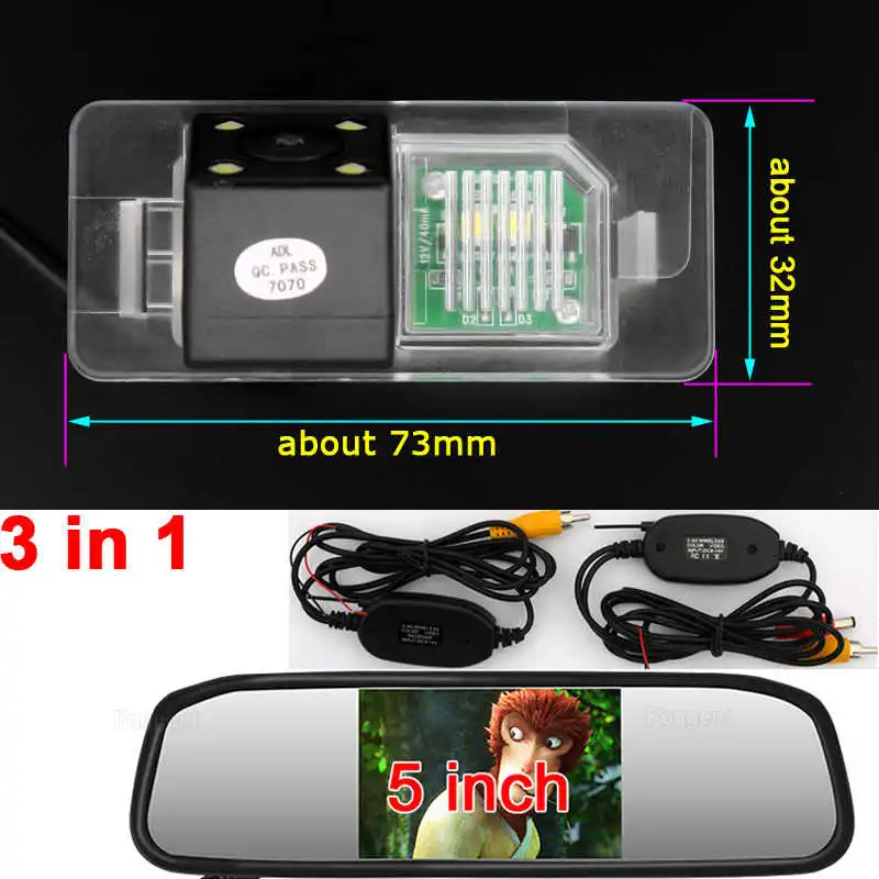 Зеркало заднего вида для парковки Обратный беспроводной монитор камеры BMW E38 E39 E46