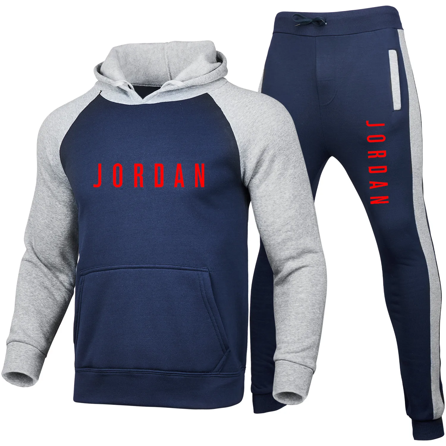 

Men's casual sports suit autumn and winter new printed hooded sweatshirt sweater + hooded sweatshirt trousers sweatpants suit