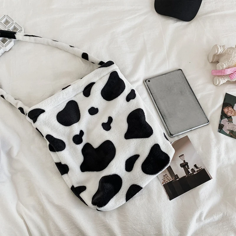

Women Girl Cartoon Plush Cow Shoulder Messenger Crossbody Bag Satchel Tote Purse