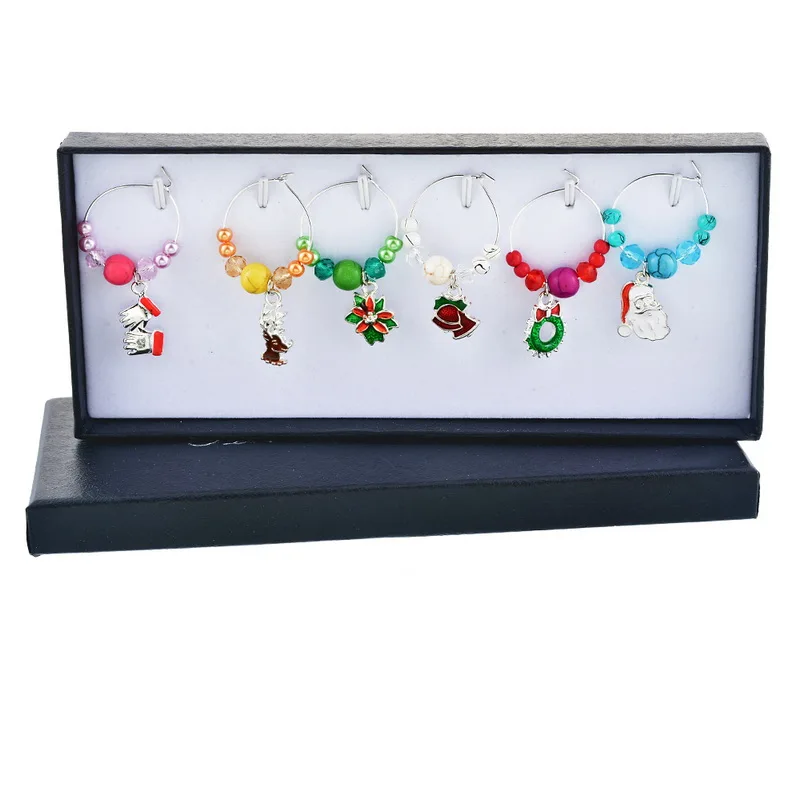 Hoomall 6 шт./кор. винные Подвески со стеклянными шармами Рождественское украшение