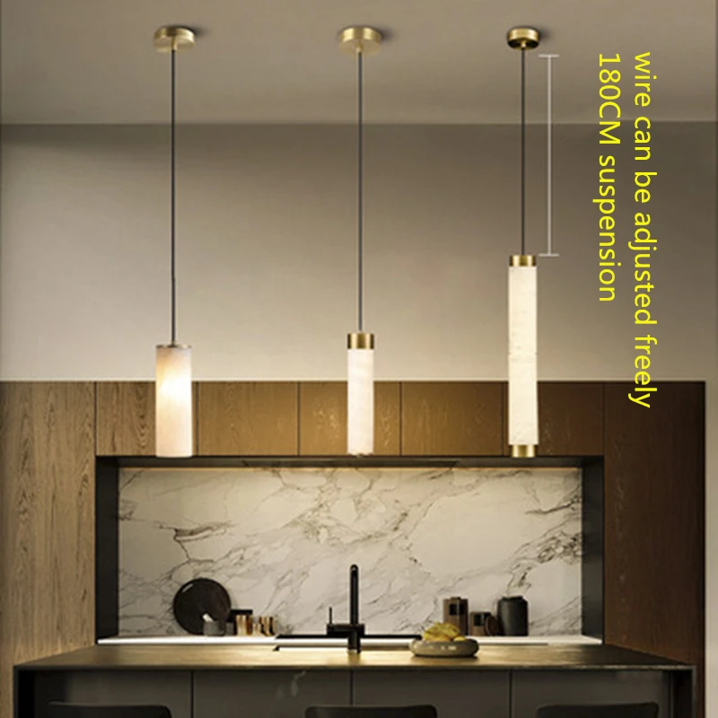Online Lampada A Sospensione A LED Postmoderna Soggiorno Sala Da Pranzo Camera Da Letto Bar Studio Caffè Comodino Tutto Rame Marmo Lusso Decorazione Domestica Interna