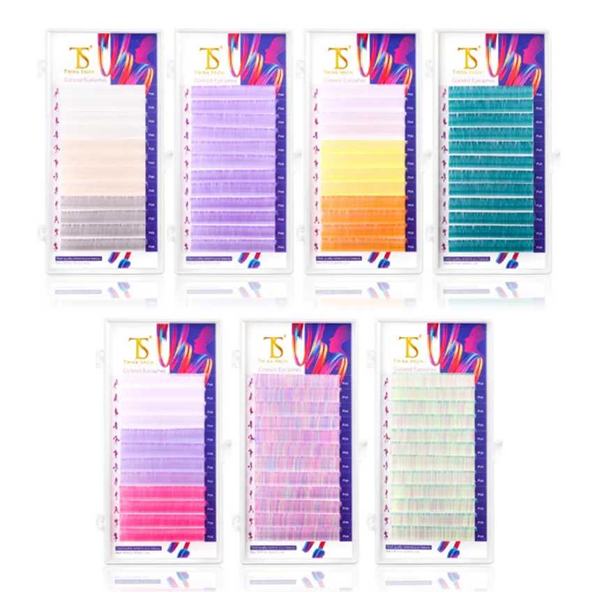 

Colored Dense Row False Eyelash Single Mixed Color Round Hair 0.07 Soft Multi-Color Grafted Eyelash