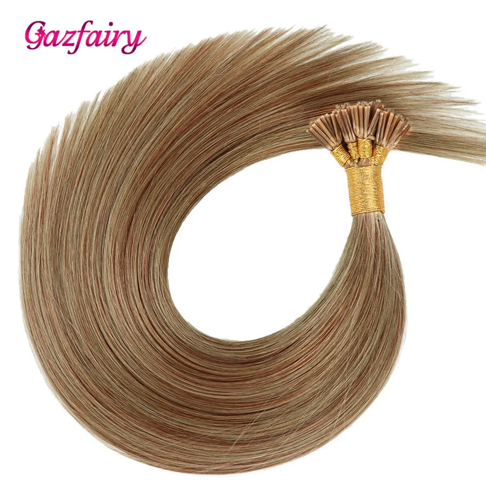 Gazfairy 18 дюймов 1 г/прядь 50 г I Tip человеческие наращивание волос фьюжн кератин Бонд
