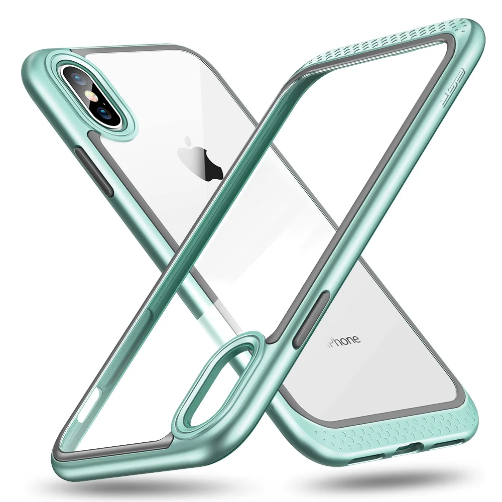 Mint Green Чехол-бампер ESR для iPhone X/XS/XR/XS Max, сверхпрочная Броня с рамкой-бампером, Прозрачная Жесткая задняя крышка для iPhone Coque Fundas - Цвет: Mint Green