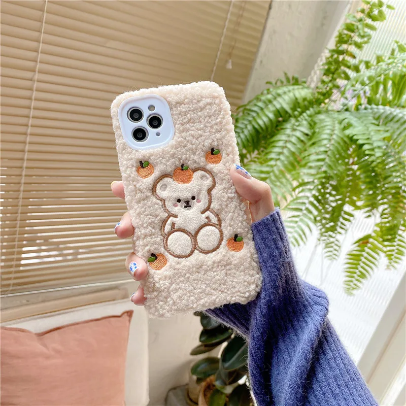 

Best Furry bear mobile phone case is suitable for iPhone11 12Pro Max mini X XR XS XSMax 8 7PluS anti-drop protective back cover