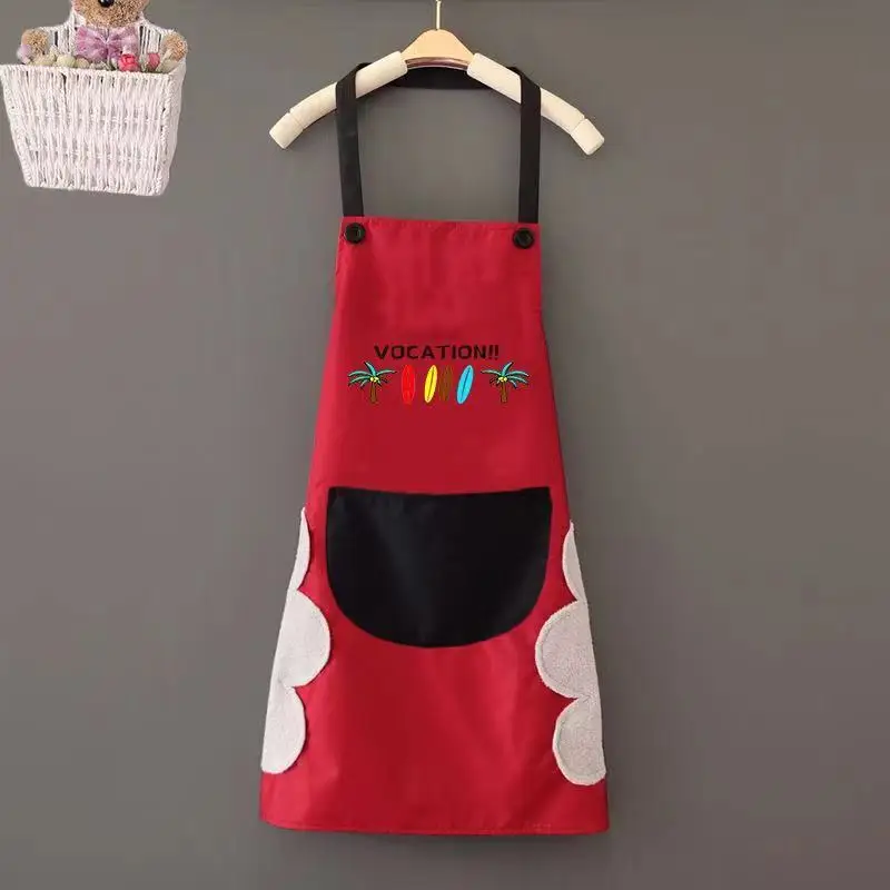 

Coconut Tree Letter Kitchen Aprons For Women PVC Waterproof Bibs Household Cleaning Pinafore Cooking Apron 65*72CM A0008