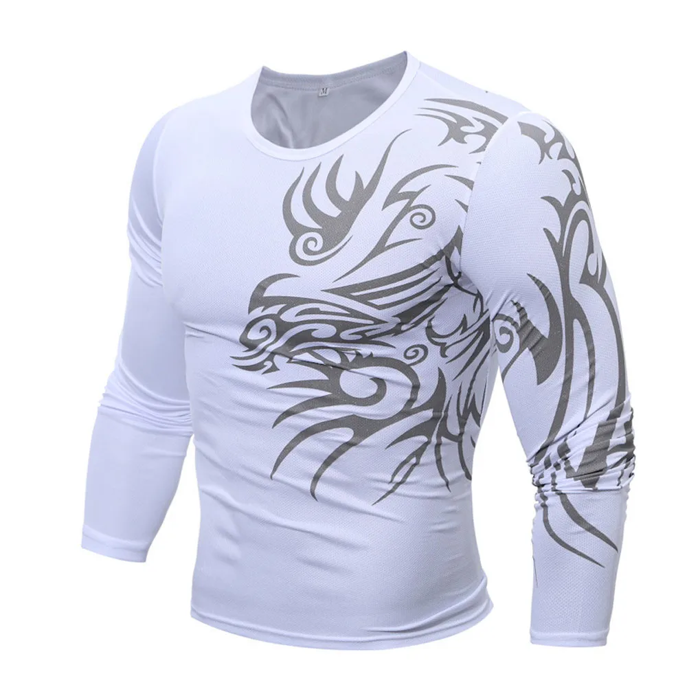 Мужские рубашки модная осенне-зимняя мужская футболка с длинным рукавом и