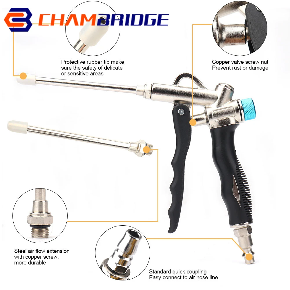 

2-Way Air Blow Gun with Adjustable Air Flow Extended Nozzle Pneumatic Dust Cleaning Tool for Industrial Household