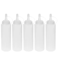 5pcs 350ml 8oz squeeze condiment bottles salad dressing bottle squirt sauce dispensers for ketchup mustard white