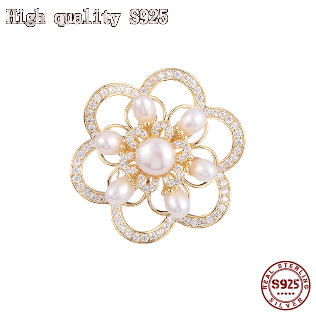 

2021 New Freshwater Pearl Hollowed Out Camellia Flower Brooch Fashion Clothing Flower Brooch Accessories Women's Brooch