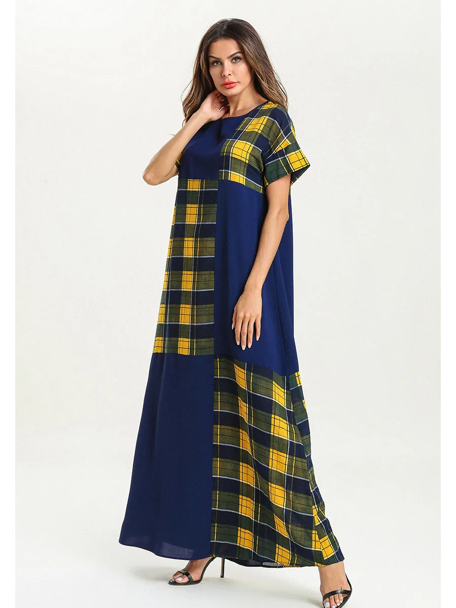 Женское мусульманское платье Кафтан Abayas желтое с принтом в горошек турецком