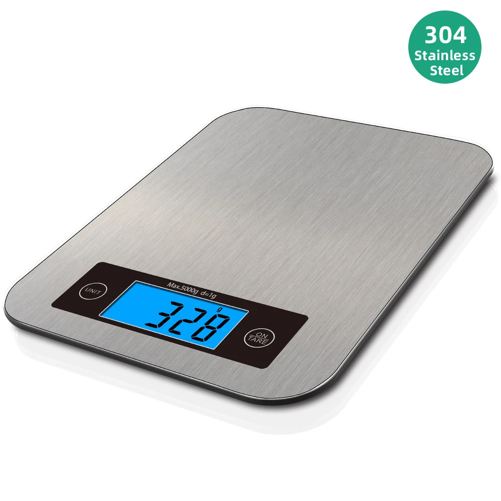 

Electronic Kitchen Scale Hd Lcd Blue Backlight Screen Display Stainless Steel Panel 1g Precision Kitchen Baking Scale