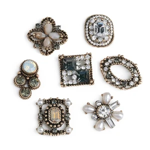 2PCS Factory Direct Assorted Styles Crystal Rhinestones Vintage Brooch Accessories for Women DIY Fla in Pakistan