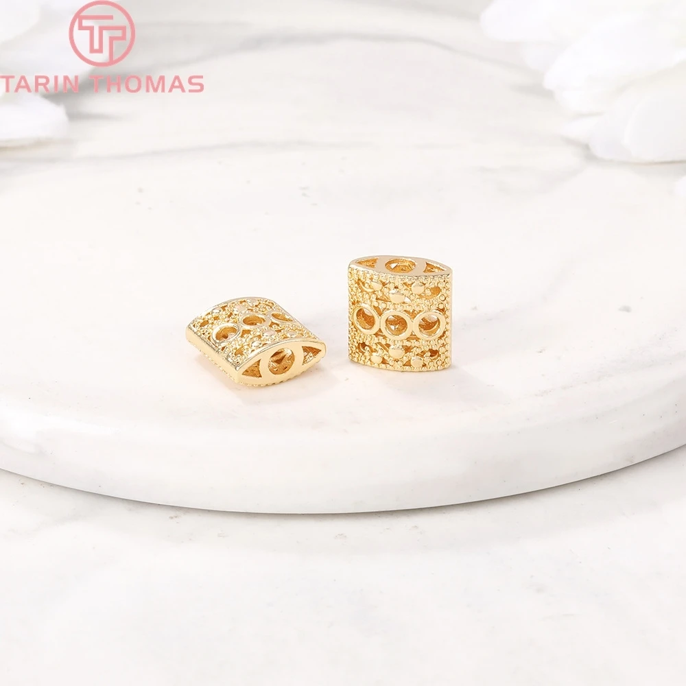 

6PCS 8.5x9MM 24K Gold Color Plated Brass Spacer Beads Bracelet Beads High Quality Diy Jewelry Accessories