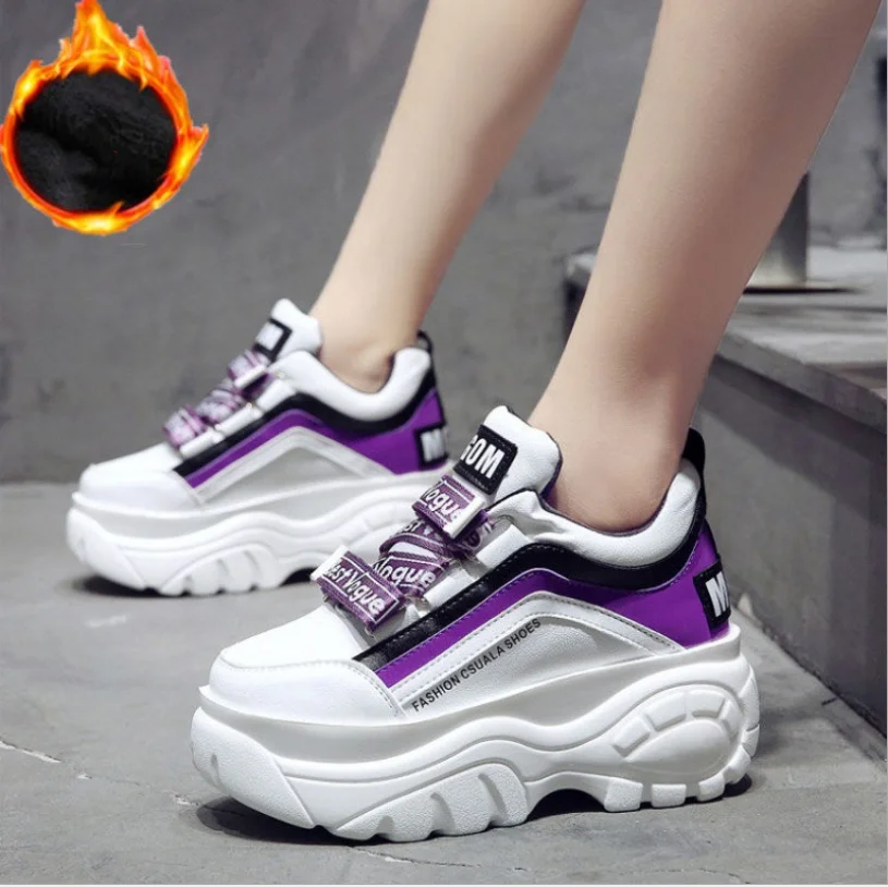 

Muffin Shoes Women's Thick Soled Spring And Autumn Versatile High-heeled Leisure Sports Elevated Slope Heel Small White Shoes