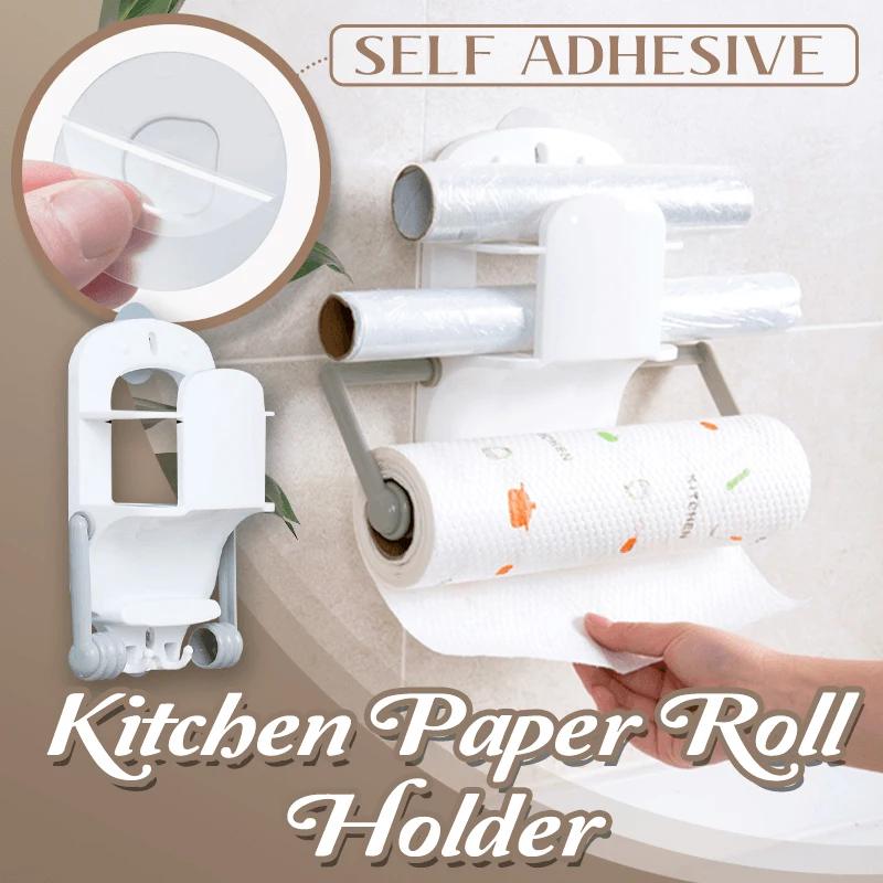 

Paper Towel Holder Wall Mounted Self Adhesive Kitchen Paper Roll Holder Storage Organizer for Kitchen PR Sale