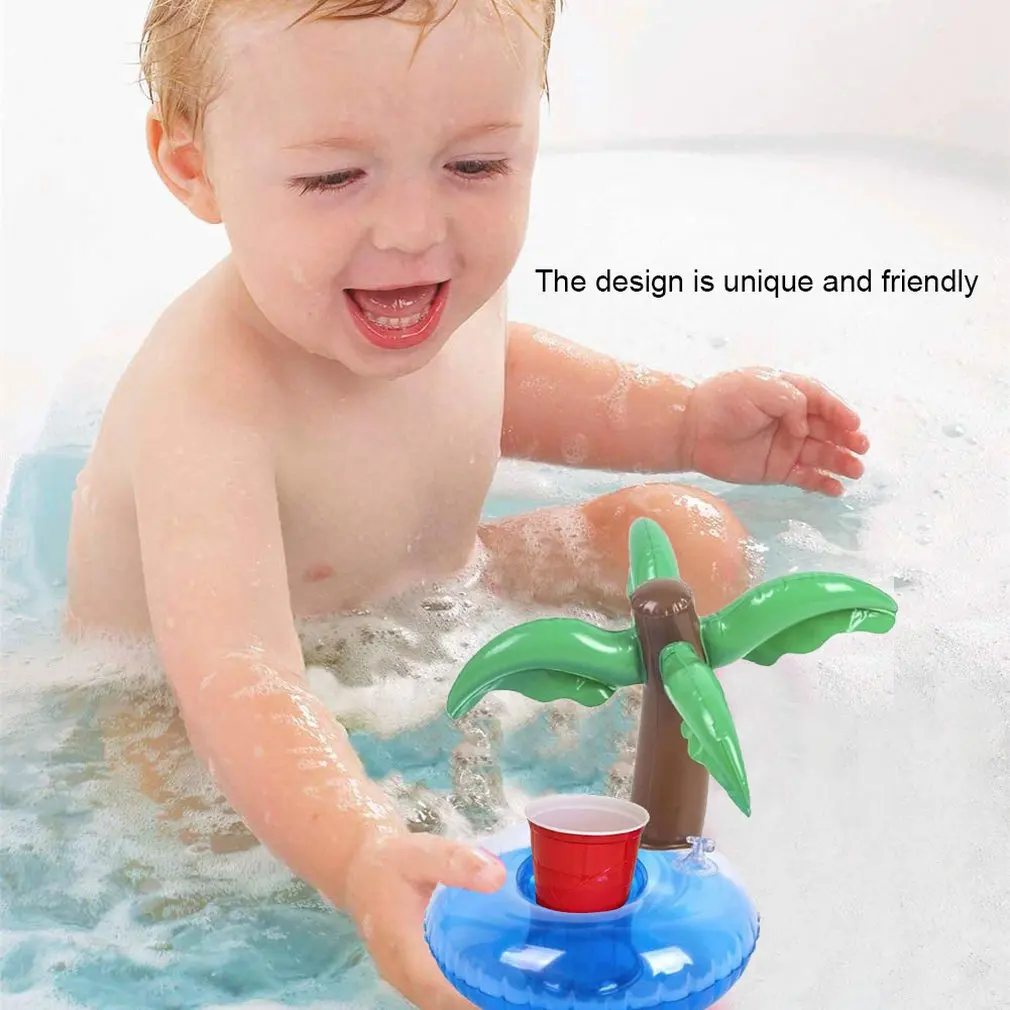 

Mini Inflatable Cup Holder Coconut Tree Drink Holder Swimming Pool Float Bathing Pool Toy Party Decoration Beverage Bar Coasters