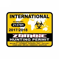rulemylife 10 2cm7 6cm car sticker international zombie hunting permit 2017 australia canada car window reflective decal c1