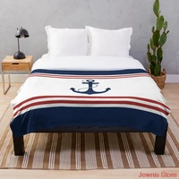 nautical anchor throw blanket plush throw for beds sofa soft warm sherpa fleece blankets for child boy girl kid adults gift