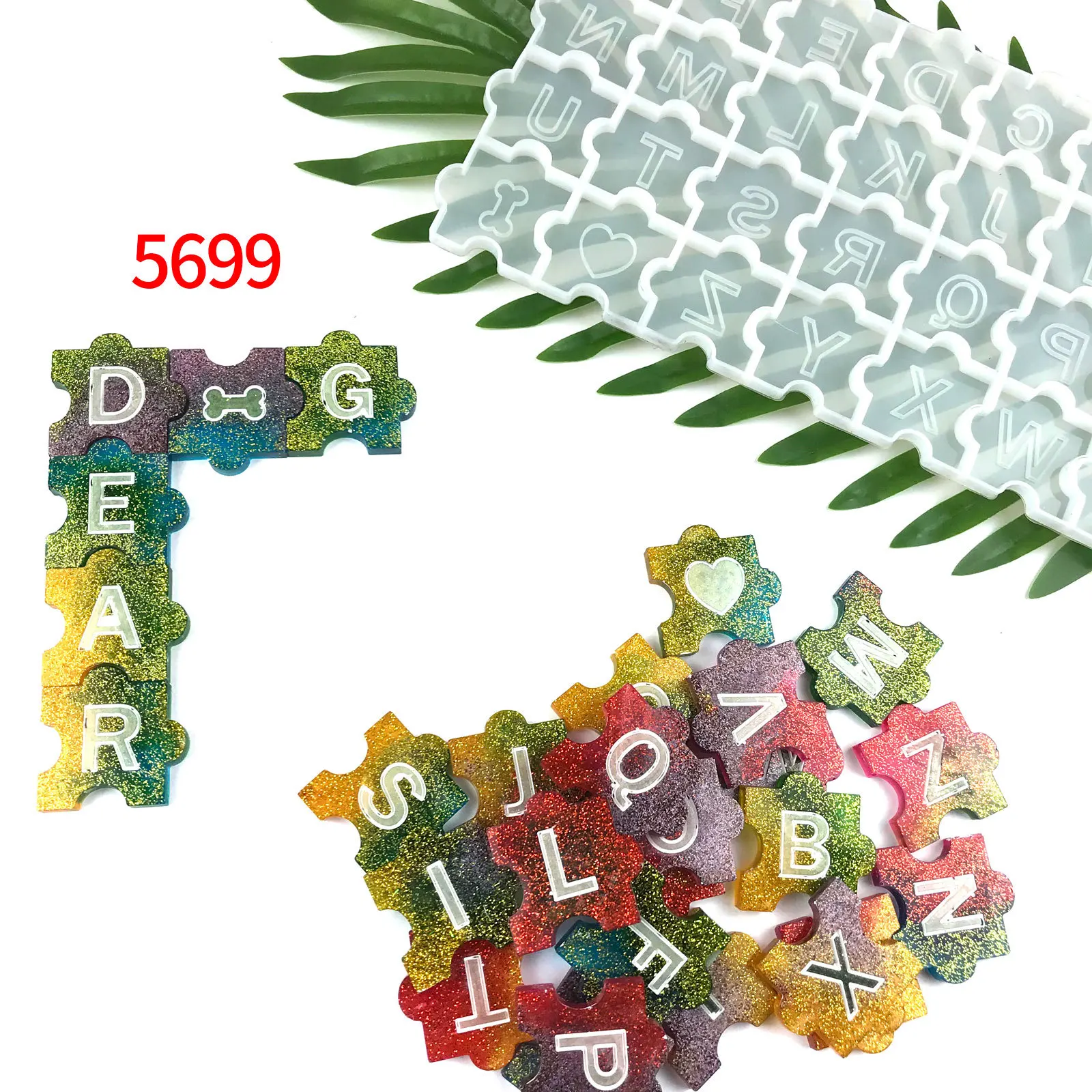 

DIY English Alphabet Puzzle Crystal Epoxy Resin Mold Jewelry Water Drop Puzzle Letters Silicone Mold