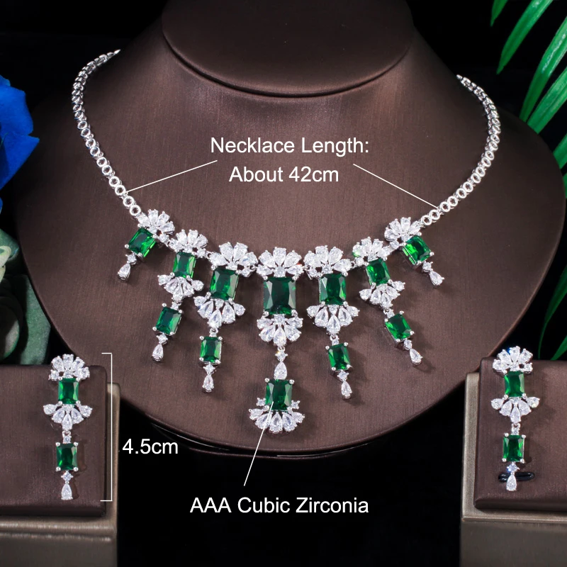 BeaQueen очаровательный зеленый фианит свадебные аксессуары для одежды длинные