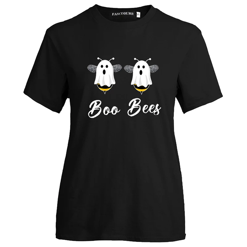 Boo Bees/парная футболка на Хэллоуин, забавная футболка с круглым вырезом, высокое качество, футболка с коротким рукавом, топы