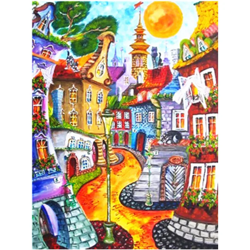 

Paints By Numbers Colorful town 40x50 60x75cm Pictures Oil Painting By Numbers Set Gift Coloring By Numbers Canvas Wall Set