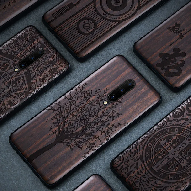 Деревянный чехол Oneplus 7T для Pro Роскошный из черного дерева 7 силиконовый