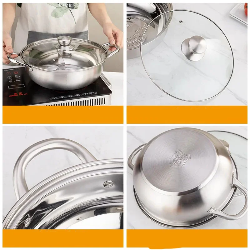 

Stainless Steel Thickened Hot Pot Soup Pot Induction Cooker Pot Consumer and Commercial Stainless Steel Pot Hot Pot Pot Hotpot