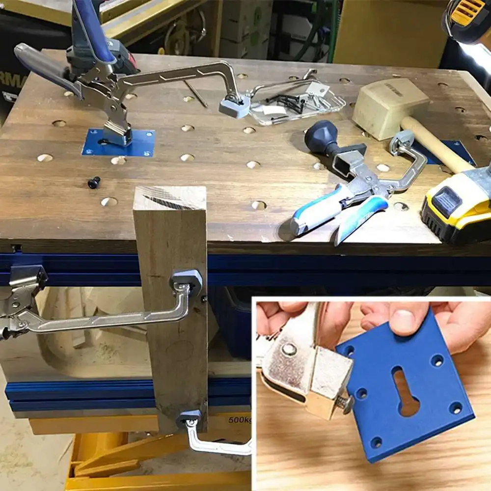 

New Carpenter Working Table Fixing Clamp Aluminum Alloy Clamp Plate Mounting Woodworking Desktop Fixture Fixing Plate