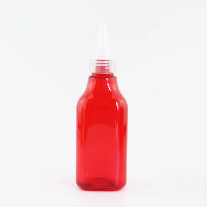 Jooray 200 мл заостренный рот пластиковые контейнеры для косметики E-Liquid квадратная пластиковая бутылка с белой прозрачной черной крышкой 200cc емкость 30 шт - Цвет: Red Bottle Clear