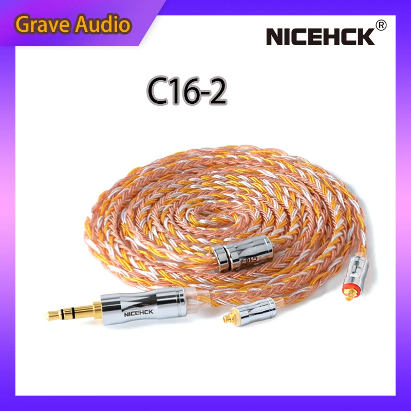 

NiceHCK C16-2 16 Core Copper Silver Mixed Cable 3.5/2.5/4.4mm Plug MMCX/2Pin/QDC/NX7 Connector For KZCCA TFZ NiceHCK NX7 Pro/DB3