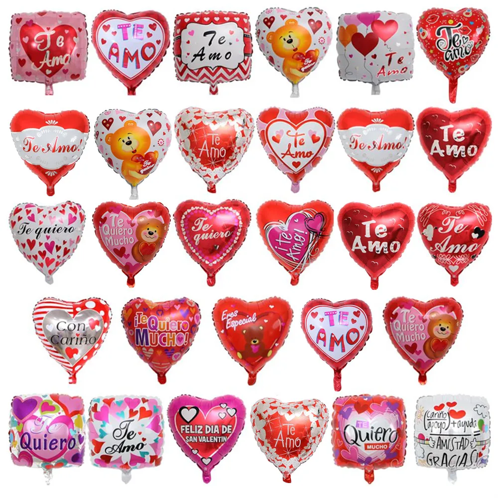 18 дюймов 10 шт в форме сердца испанский I Love You воздушные шары надувные Фольга