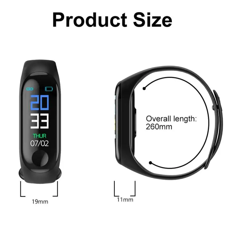 

M3 Smart Band Bluetooth Smart Watch Heart Rate Smart Bracelet Blood Pressure Measurement Waterproof Fitness Tracker Watch