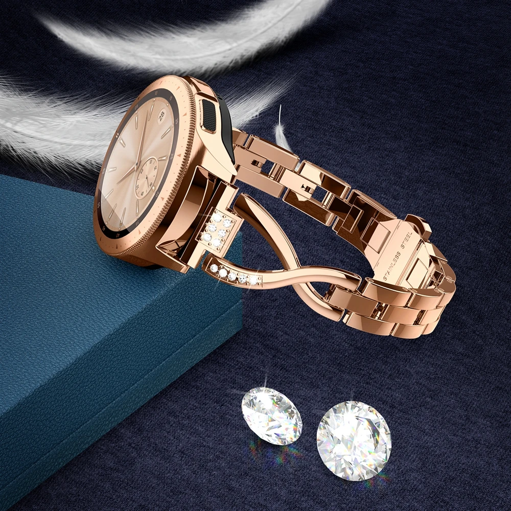 Wearlizer Crystal Metal Strap for Samsung Galaxy Watch 42mm Women Bling Rhinestone Watch Band For Galaxy Active 40mm