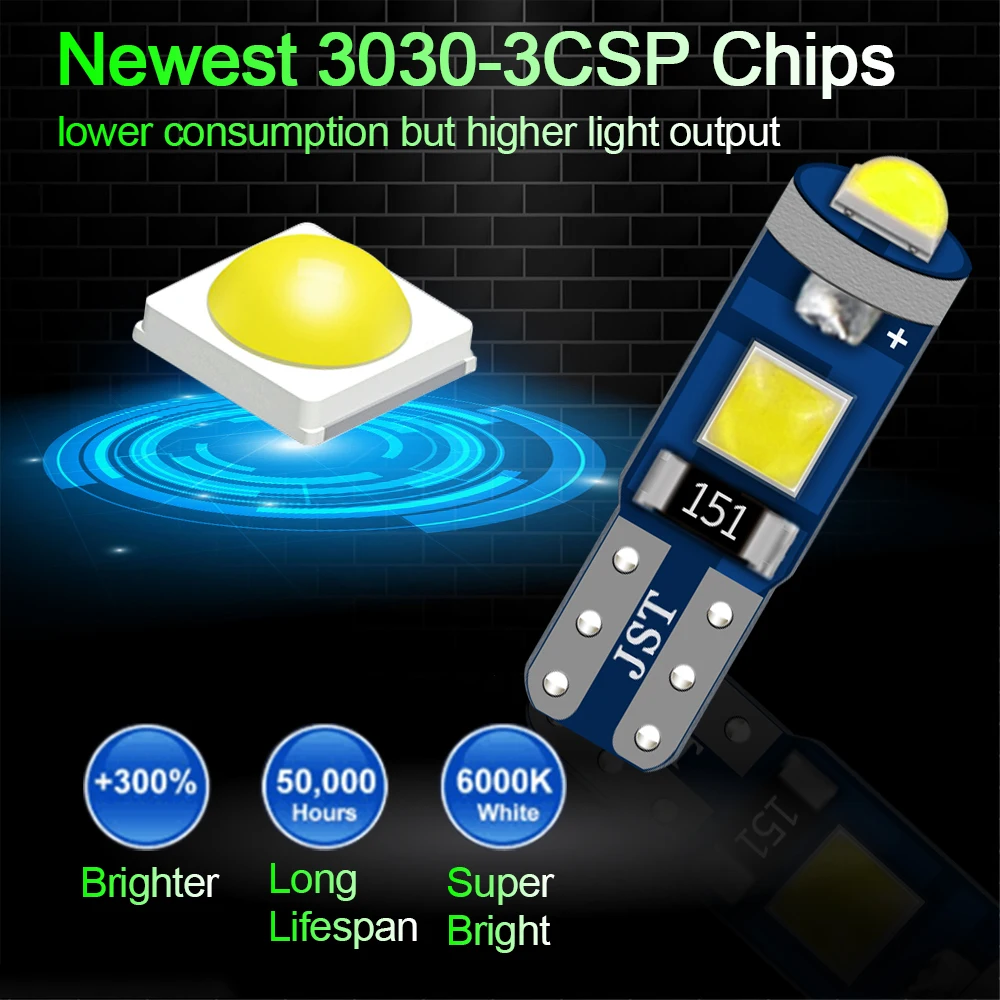 10 шт. T5 3 светодиодный автомобильный светильник 3030smd клиновидный приборная панель