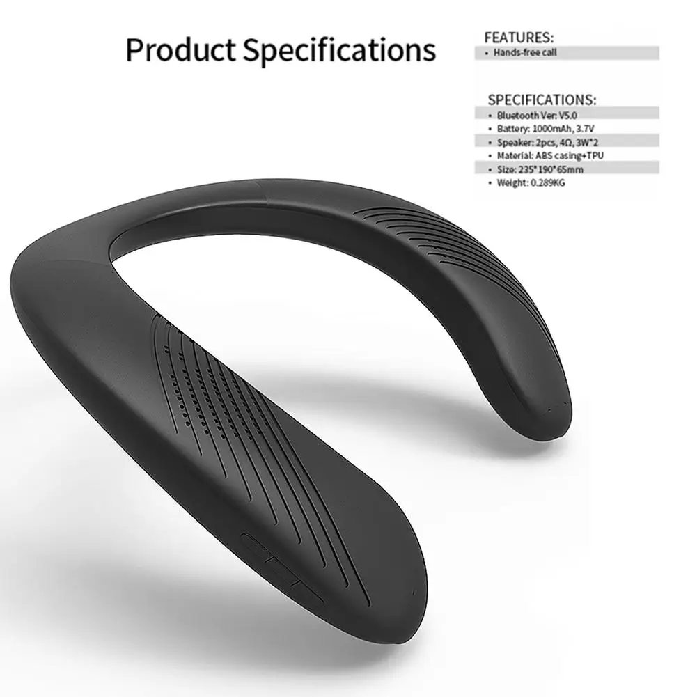 ER-BS07 портативный беспроводной шейный динамик Bluetooth с 3D звуком Встроенный