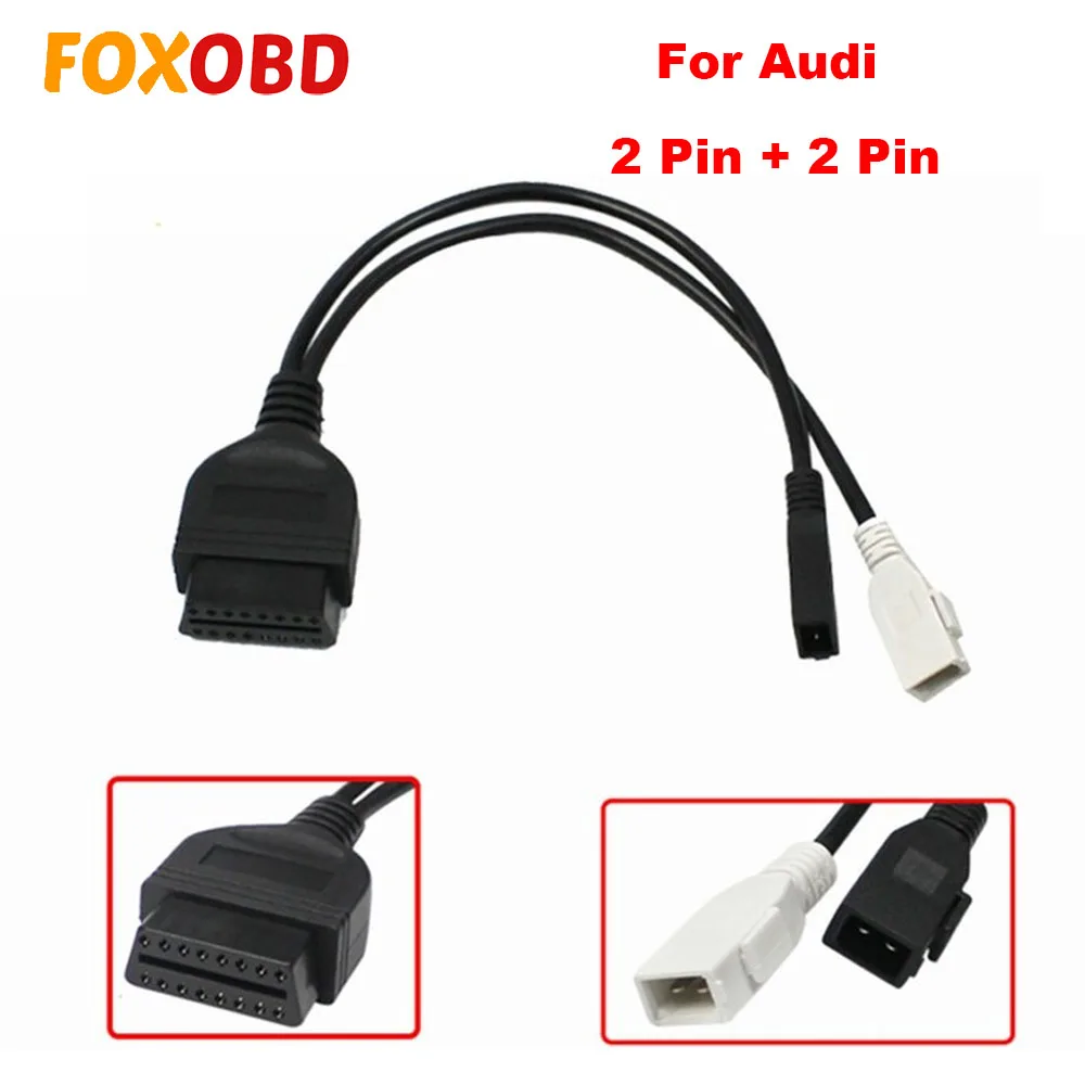Диагностический кабель для Audi 2Pin + 2x2 Pin на 16 2-контактный разъем OBD2 адаптер OBDII 16pin
