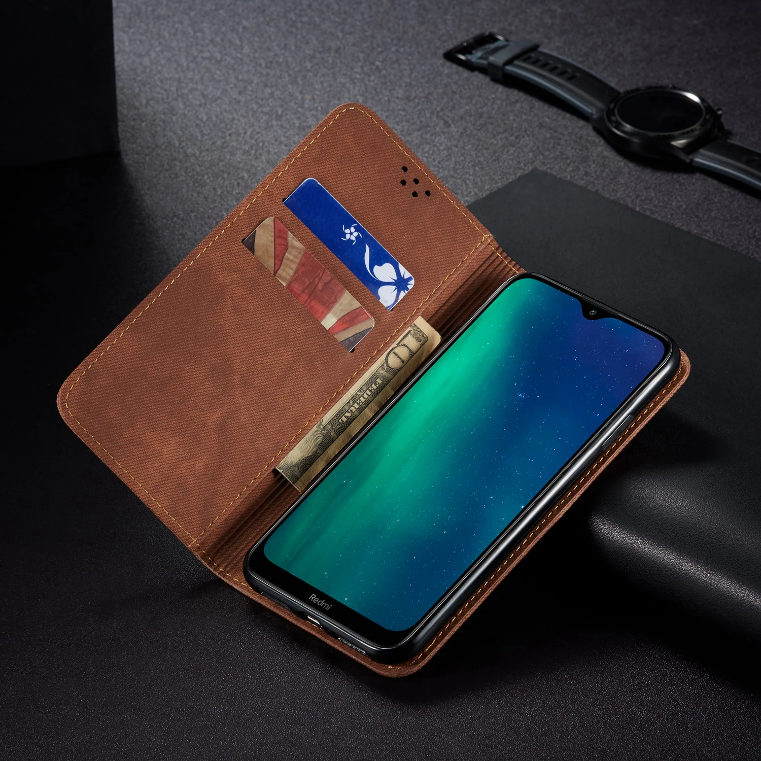 Чехол-книжка в стиле ретро для Xiaomi Redmi 8 Redmi 8A, чехол из джинсовой ткани с подставкой и бумажником, задняя крышка для Redmi 7 7A, Fundas