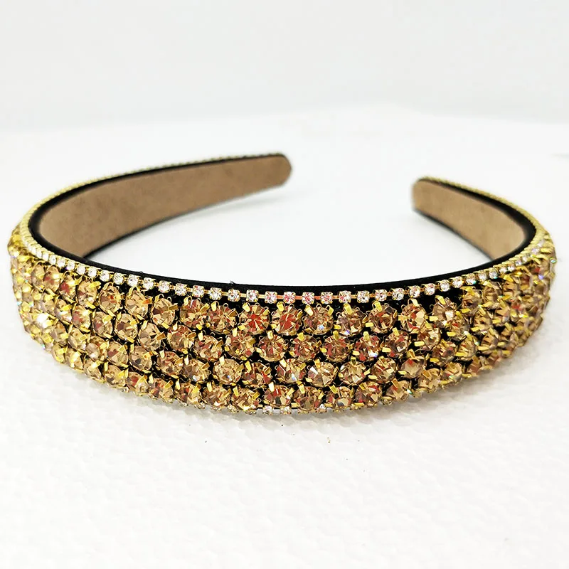 Мода 4 ряда со сверкающими стразами Hairband женский супер флэш двойной с украшением в виде кристаллов боковые волосы головная повязка, аксессуары для волос - Окраска металла: 1