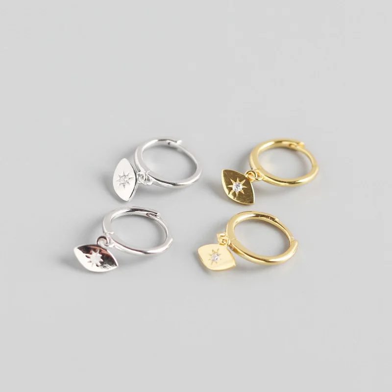 Женские серьги кольца с фианитами серебристые|Серьги-кольца| |