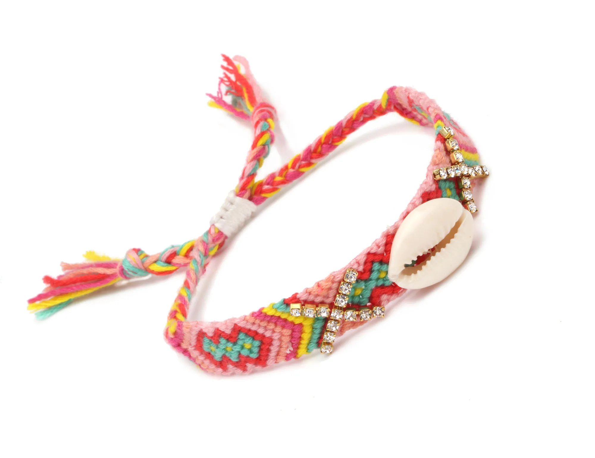 Богемский ацтекский аглар Майя коготь цепь Кристалл Каури Seashell тканый браслет