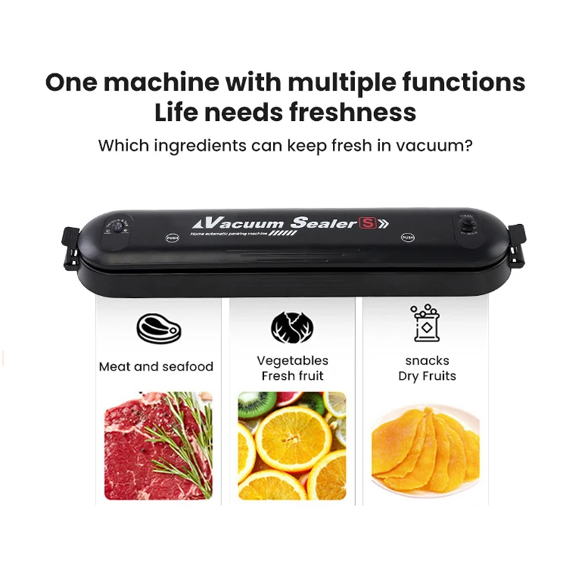 

220V/110V Kitchen Vacuum Food Sealer Automatic Commercial Household Food Vacuum Sealer Packaging Machine Include 10Pcs Bags