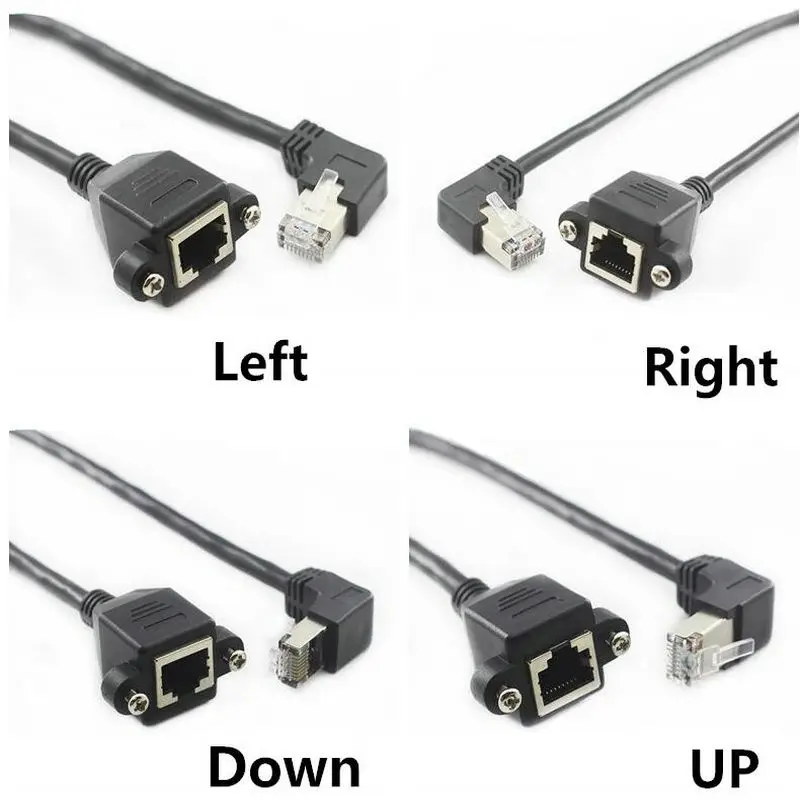

30cm 60cm UP Down Right Left Angled 90 Degree 8P8C FTP STP UTP Cat5 RJ45 with screw Lan Ethernet Network Extension Cable