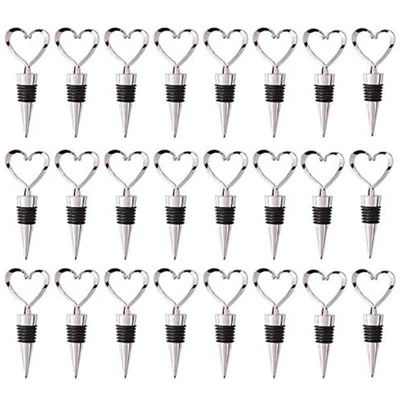 

24 упаковки, пробки для бутылок вина в форме сердца и напитков с белым прозрачным мешком для свадьбы, праздничной вечеринки