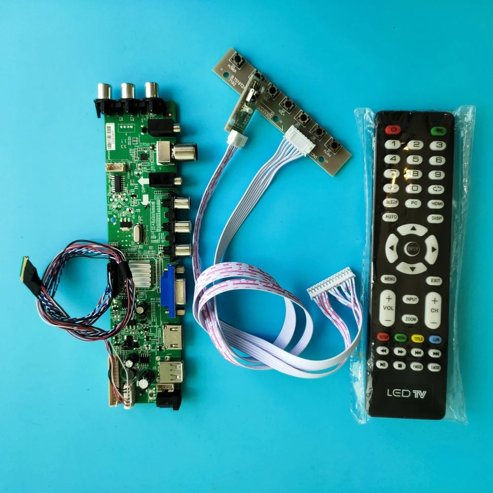 

Kit For B141EW05 V4 LED USB VGA TV controller board screen 1280X800 Panel DVB-T2 Signal digital HDMI AV 14.1" remote DVB-T